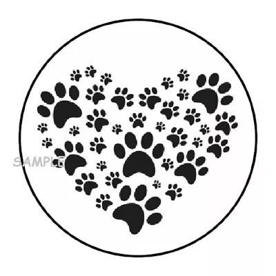 30 Paw Print Heart Envelope Seals Labels Stickers 1.5  Round Animals Paws Dog • $2.64