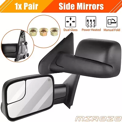 MIROZO For 02-09 Dodge Ram 1500 2500 3500 Tow Mirrors Power Heated Flip-Up Pair • $91.98