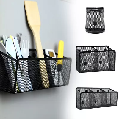 Pencil Holder Office Locker Accessories Magnetic Solid Metal Mesh Storage Basket • £8.54