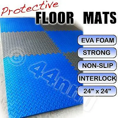 £30.79 • Buy Anti Fatigue Interlocking HomeGym PlayRoom Flooring Mats Tiles Checked GREY BLUE