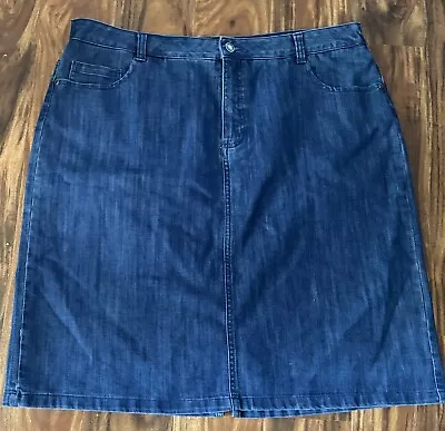 Basic Editions Women's Blue Stretch Denim A-line Jeans Skirt Size XL Waist 38 • $6.28