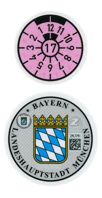 German License Plate Registration Seal (M) Munich BMW 2017 Set • $9.99