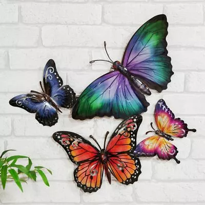 Stunning Metal Wall Art 4 Butterfly Kaleidoscope  Garden Or Home  • £29.99