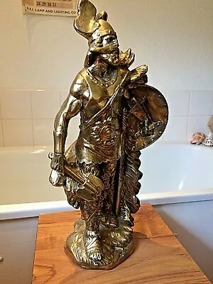 £75 • Buy Vintage 1970's Tall Germanic Norseman  Gold Plaster/ Chalkware Statue Kitsch 20 