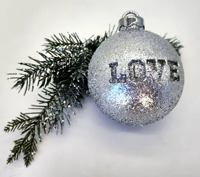 Victoria’s Secret PINK Silver LOVE Glitter Christmas Ornament Store Display Prop • $32.20