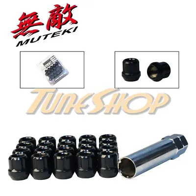 Muteki Open End Spline Tuner Lock Lug Nuts 12x1.25 1.25 Acorn Wheel Rim Black S • $44.95