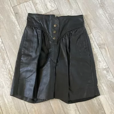 Women’s M Real Leather Vintage Pleated Shorts With Buckle Tag Says 10 High WAIST • $14