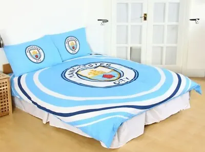 Manchester City Football Club Pulse Double Bedding Duvet Set Duvet Cover • £32