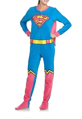 DC Comics Supergirl Footed Pajamas W Cape Costume Superman Footie NWT XL LASTONE • $49.99