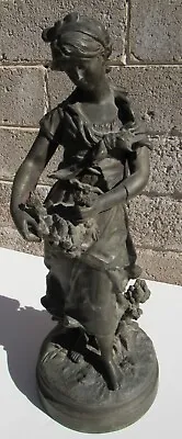 Antique L F Moreau Sculpture Figure Bronzed Spelter French Woman • $174.10