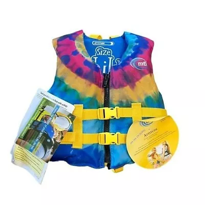 MTI Attitude Kids Watersport Tie Dye Life Jacket Vest 30-50lb USCG Type III PFD • $22.99