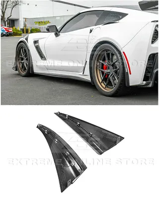 For 14-19 Corvette C7 XL Extended CARBON FIBER Rear Mud Flaps Splash Guards • $199.99