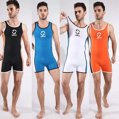 £19.06 • Buy Mens Wrestling Singlet Bodysuit Stretch Jumpsuit Leotard Briefs Undershirt M-XL
