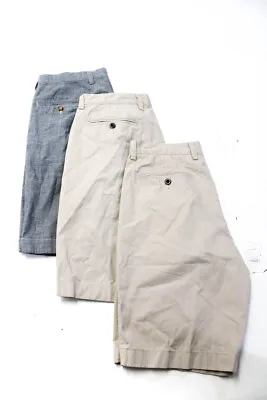 J Crew Mens Club Khaki Shorts Beige Blue Cotton Size 32 Lot 3 • $42.69