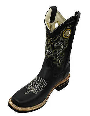 Men's Rodeo Cowboy Boots Genuine Leather Western Square Toe Botas-carr 721 • $95.99