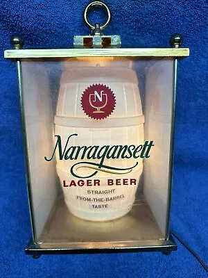 Vintage Narragansett Lager Beer Light Up Hanging Barrel Sign Keg Lantern • $229.95