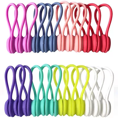 12Pcs Cable Magnetic Headphone Ties Organiser Holder Clip Winder Earphone Cord T • £3.47