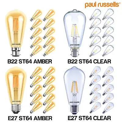 £13.99 • Buy E27 B22 Vintage Filament LED Edison Light Bulb Lamp Decorative ST64 Lightbulb A+