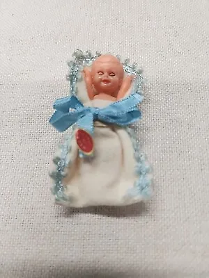 Dollhouse Miniature Plastic Baby In Bunting Made In Italy Sleep Eyes Vintage NOS • $15.95