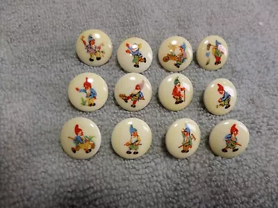 Set Of 12 Vintage Plastic GNOME Buttons Colorful 5/8  Inch • $31