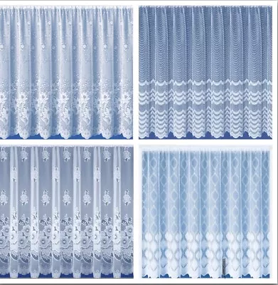 White Lace Net Curtains Slot Top Heading - Sold By Metre - Free Postage - • £7.99