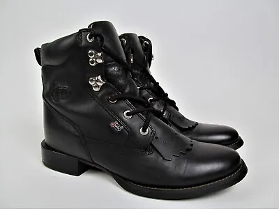 Justin George Strait Boots Womens Size 8.5 B Black Leather Lace Up Kiltie L0606 • $39.95