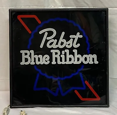 VINTAGE PABST BLUE RIBBON LIGHTED SIGN  17”x17” In. Tested Working Read Damage • $60