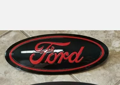 2015-20 Ford F150 Tailgate Emblem All GLOSS BLACK AND Race Red Ford Script • $150