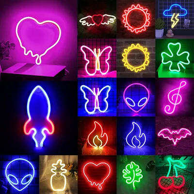£10.74 • Buy Battery/USB LED Neon Light Sign Wall Decor Home Party Bar Hanging Night Lamp UK