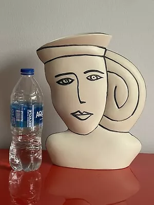 Donna Polseno Abstract Face Vase Studio Art Pottery Ceramic Picasso Vintage 11” • $340