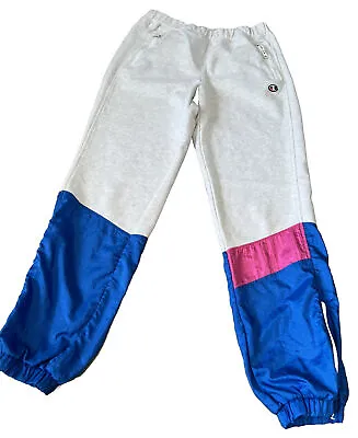 $0.99 • Buy Vintage Champion Sweat Pants Track 80s 90s Size S Gray Grey Blue Pink