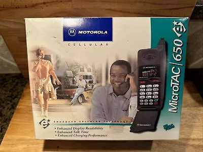 Vintage Motorola Microtac 650e Telephone With Leather Case Charger In Box  Rare • $49