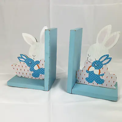 Sweet Vintage Bunny Child's Wooden Bookends Nursery Baby Bunnies • $12