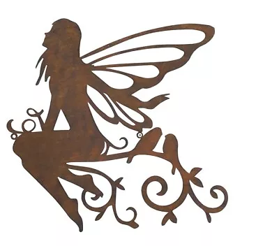 Metal Iron Rustic Sitting Fairy Birds Silhouette Garden Home Wall Art Picture • £23.95