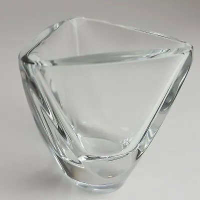 Vintage Val St Lambert Crystal Triangular Toothpick Holder Vase Art Glass Signed • $20.65
