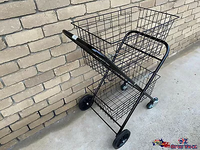 Black Grocery Shopping Trolley 2 Level Shopping Cart With Wheels 105 PICK UP • $88