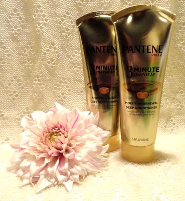  2 Pantene Pro-v 3 Minute Miracle Deep Conditioner Moisture Renewal 6 Oz.🌸 • $23.99