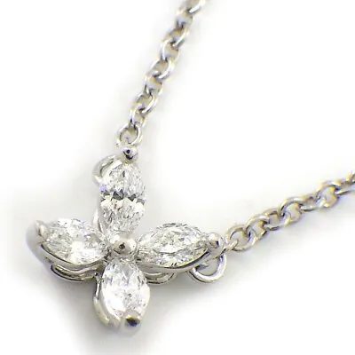 Tiffany & Co. Necklace Victoria Mini 4 Point Marquise Cut Diamond PT950 Platinum • $1160