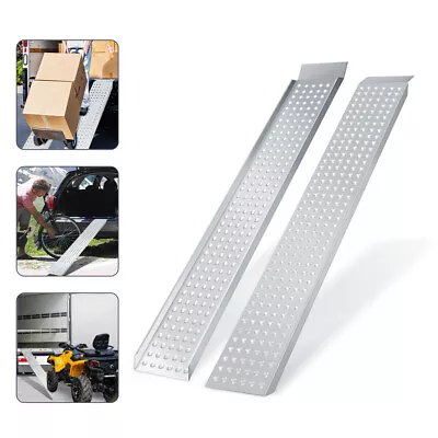 Pair Ramps Trailer Auto Tractor Aluminum Galvanized Truck Motorcycle Car 160cm • $110.99