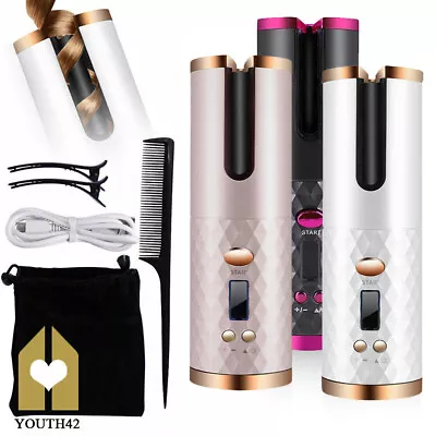 £22.89 • Buy Hair Curler LCD Ceramic Cordless Auto Rotating Waver Curling Iron Wireless 