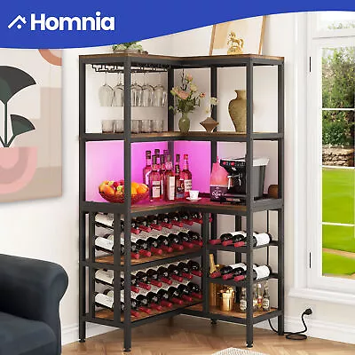 63  L Shape Corner Wine Shelf Rack 5 Tier Large Liquor Glass Bar Cabinet Storage • $126.99