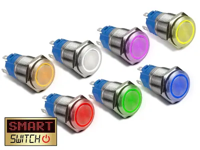 19mm Angel Eye® Halo SPST Stainless Steel Push Button LED Metal Switch AE19 • £3.99