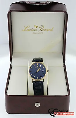 Lucien Piccard 14k Yellow Gold 22478 Blue Dial Watch • $695