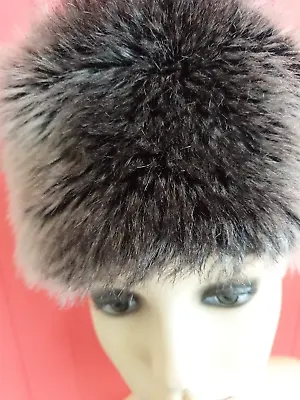 Women's HAWKINS Grey Faux Fur  Cossack Pillbox HAT With Quilted Lining 57 Cm VGC • £9.99