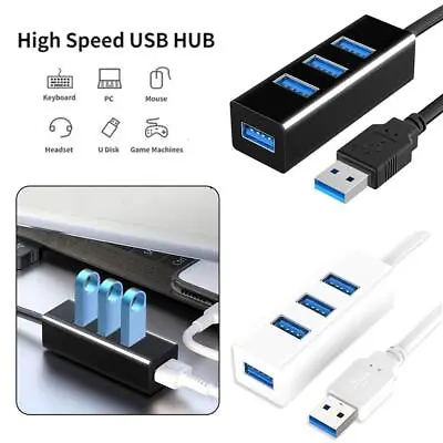 $5.89 • Buy USB 2.0 Hub 4-Port Adapter Charger Data SLIM Super Speed PC Laptop Desktop