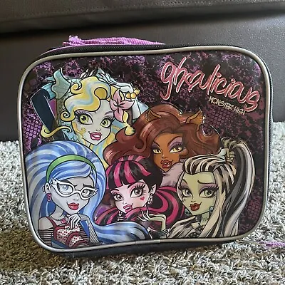 Monster High Insulated Lunch Bag Box Tote Ghouliscious Purple Black • $18