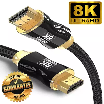 HDMI Cable 8K 2.1 Gold Plated Ultra High Speed UHD PS4 PS5 XBOX Virgin Sky HDTV • £9.99