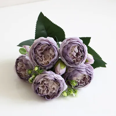 9 Heads Artificial Flowers Peony Bouquet Fake Rose Garland Wedding Home Decor • £4.29