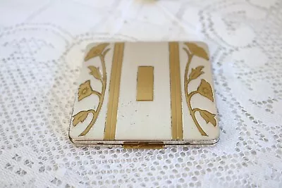 Square Gold Silver Tone Loose Powder Compact Hinged Flowers With Mirror 3 1/4  • £60.74