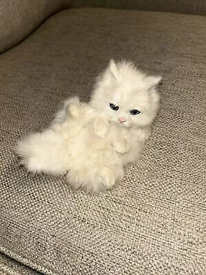 Vintage Real Rabbit Fur Cat Figurine Kitty  White • $9